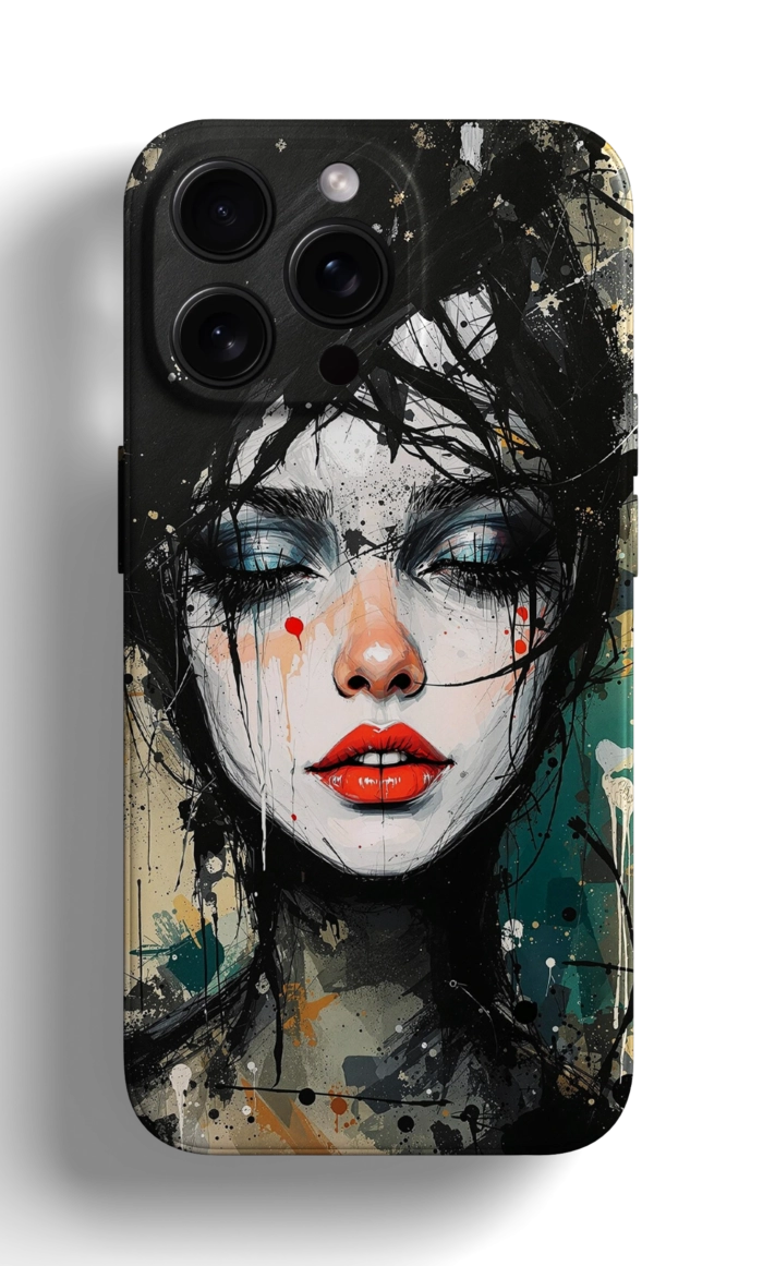 Coque iPhone avec une Illustration Émotionnelle de Femme – Image 1