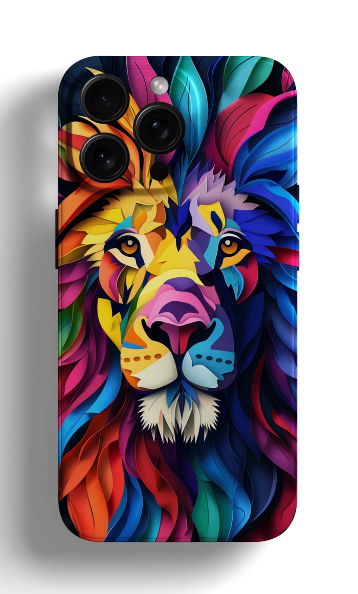 Coque iPhone avec une Illustration Colorée de Lion – Image 1