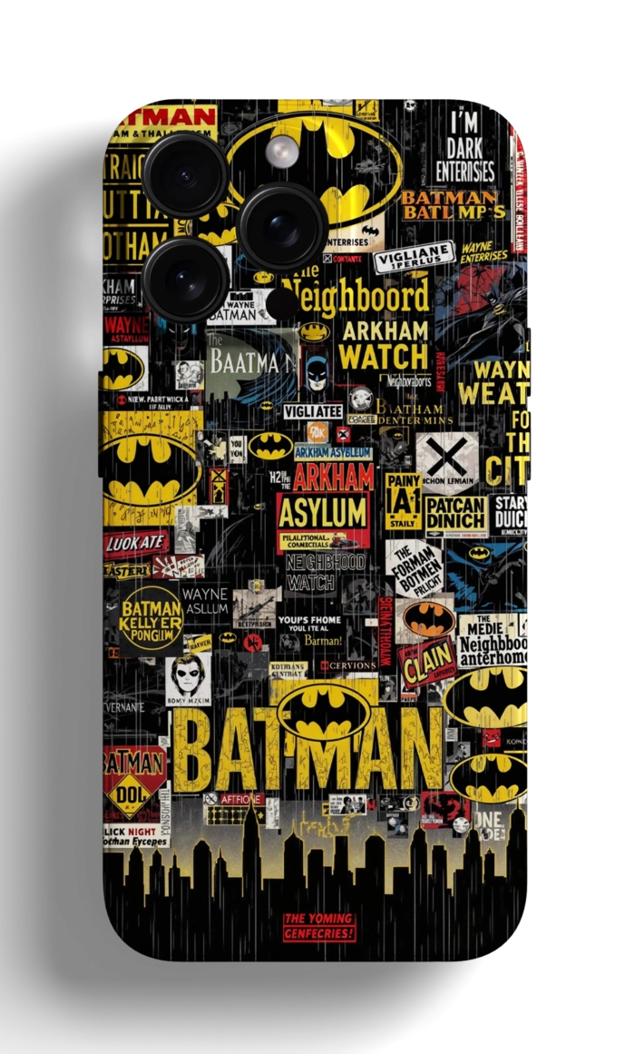 Coque iPhone Batman Design Graphique Noir et Jaune – Image 1